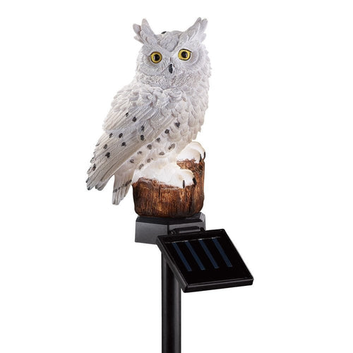 Solar Owl Light, Garden Stake - White