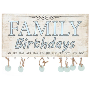 Wood Family Birthday Reminder Plaque with 24 Personalized Tags