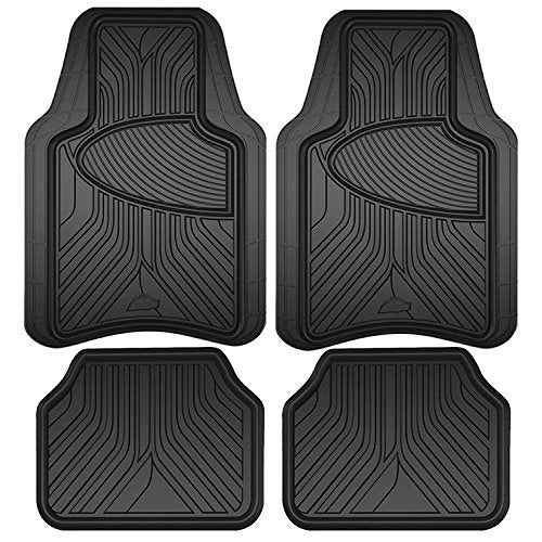 Black Rubber Interior Car Floor Mat, 4 Piece