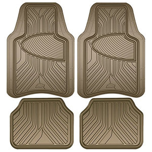 Tan Rubber Interior Car Floor Mat, 4 Piece